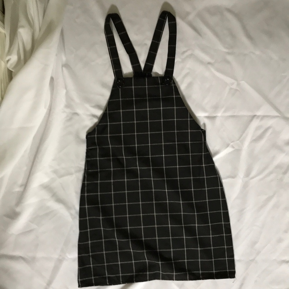 Black plaid checkered jumper pinafore dress